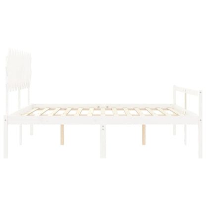 Seniorenbett mit Kopfteil 200x200 cm Weiß Massivholz