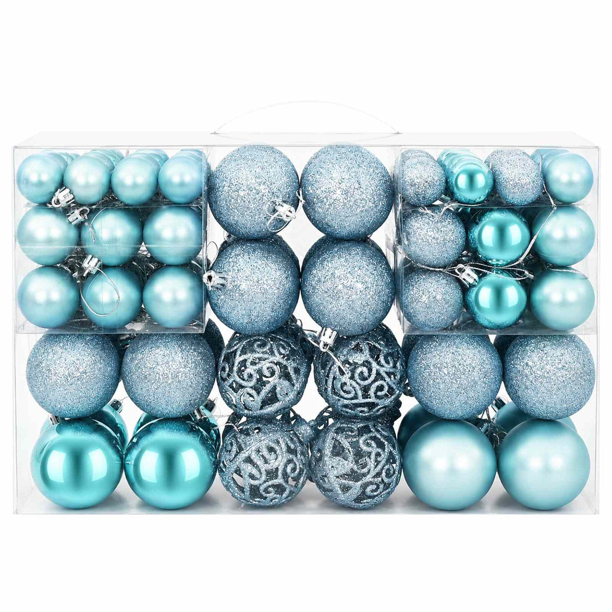 Weihnachtskugeln 100 Stk. Türkis 3 / 4 / 6 cm