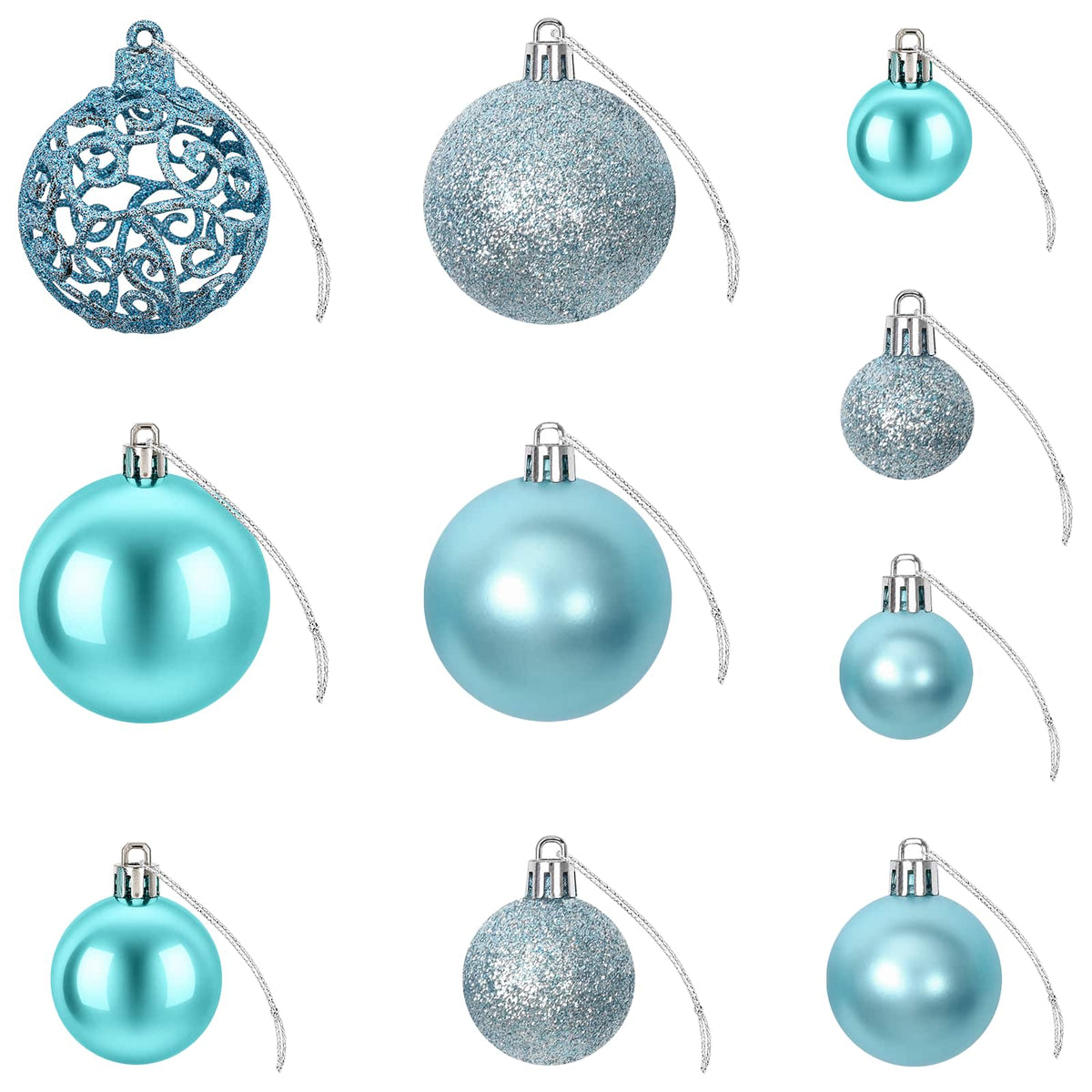 Weihnachtskugeln 100 Stk. Türkis 3 / 4 / 6 cm