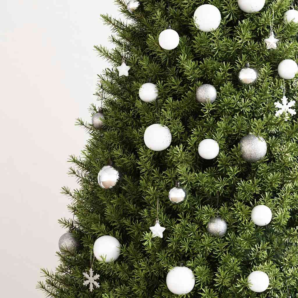 111-tlg. Weihnachtskugel-Set Weiß und Grau Polystyrol