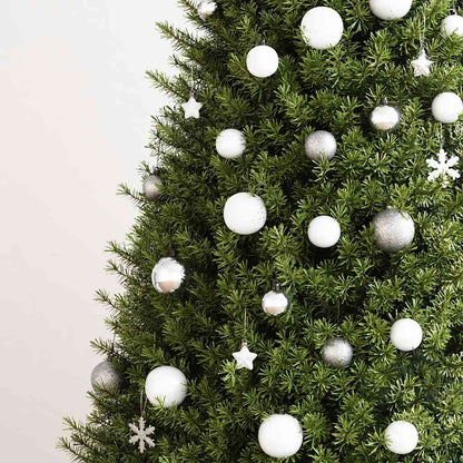 111-tlg. Weihnachtskugel-Set Weiß und Grau Polystyrol