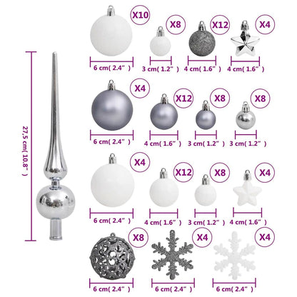 111-tlg. Weihnachtskugel-Set Weiß und Grau Polystyrol