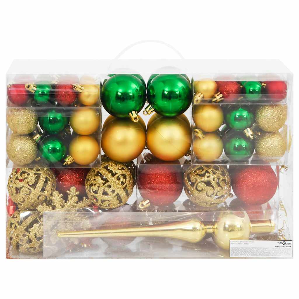 112-tlg. Weihnachtskugel-Set Rot Grün Golden Polystyrol