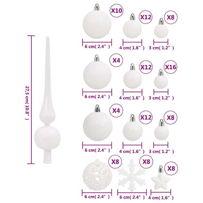 111-tlg. Weihnachtskugel-Set Weiß Polystyrol