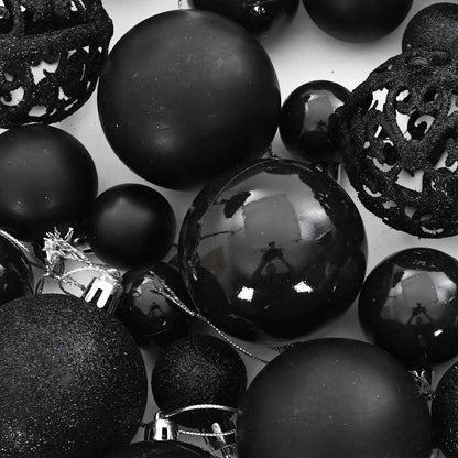 111-tlg. Weihnachtskugel-Set Schwarz Polystyrol