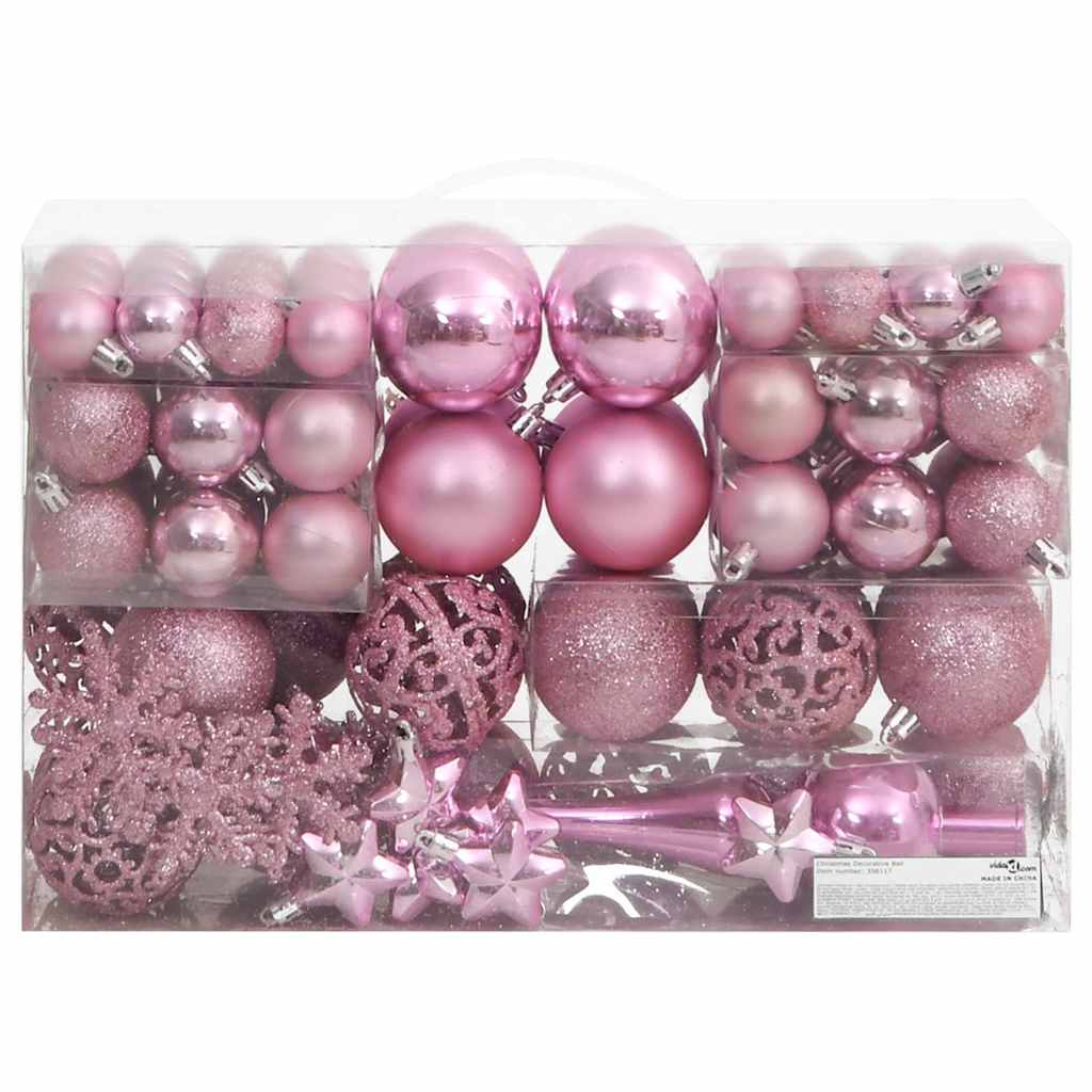 111-tlg. Weihnachtskugel-Set Rosa Polystyrol