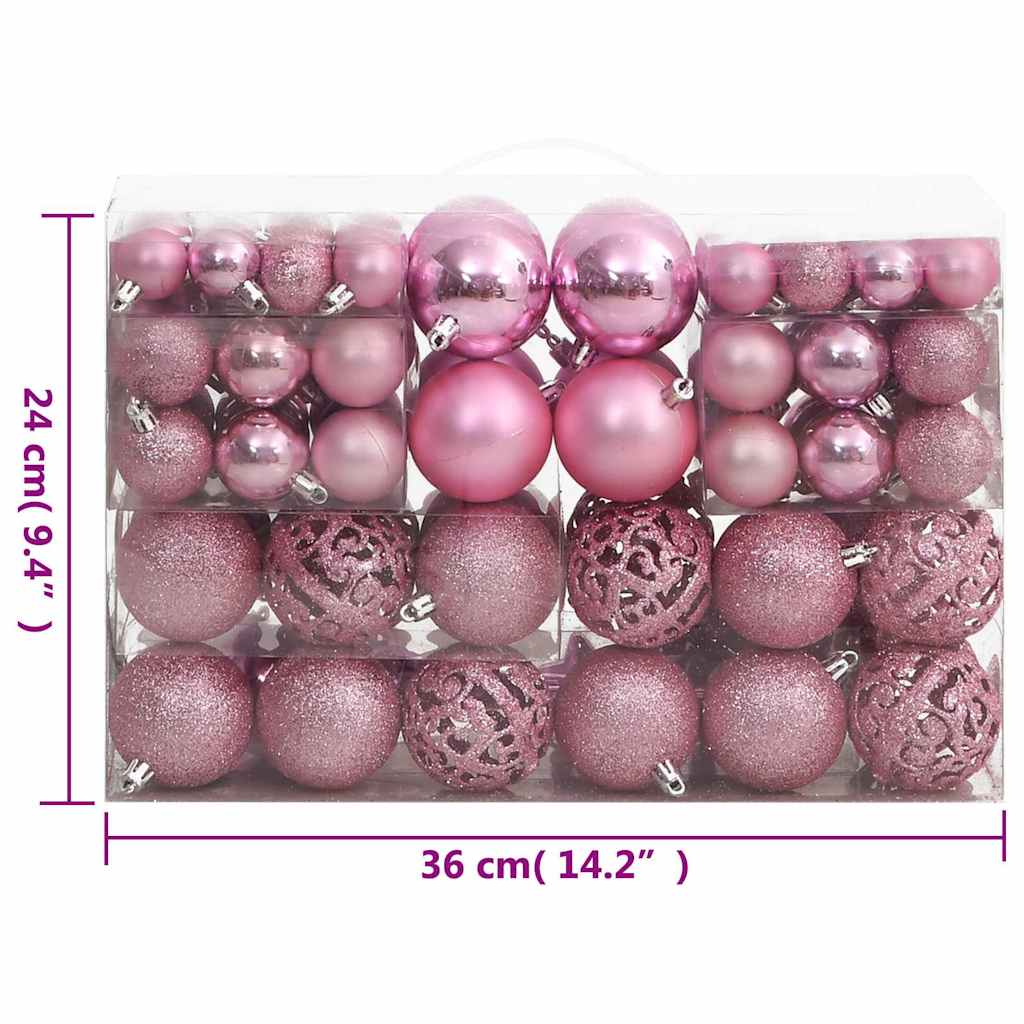 111-tlg. Weihnachtskugel-Set Rosa Polystyrol