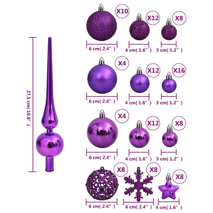 111-tlg. Weihnachtskugel-Set Lila Polystyrol