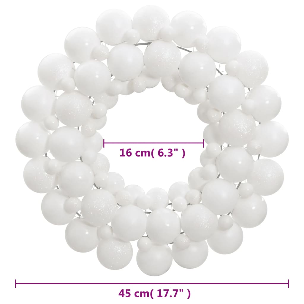 Couronne de Noël blanche 45 cm en polystyrène