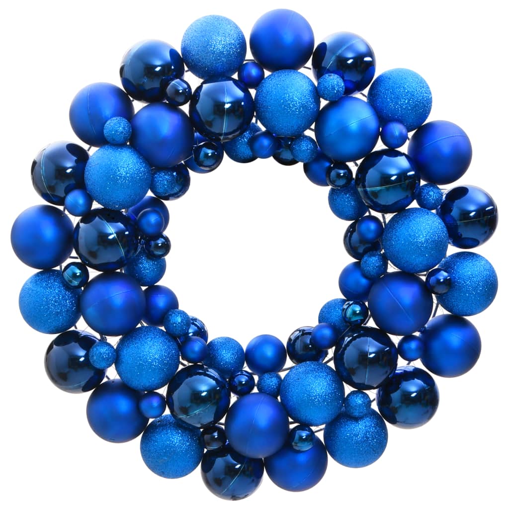 Couronne de Noël bleue 45 cm en polystyrène