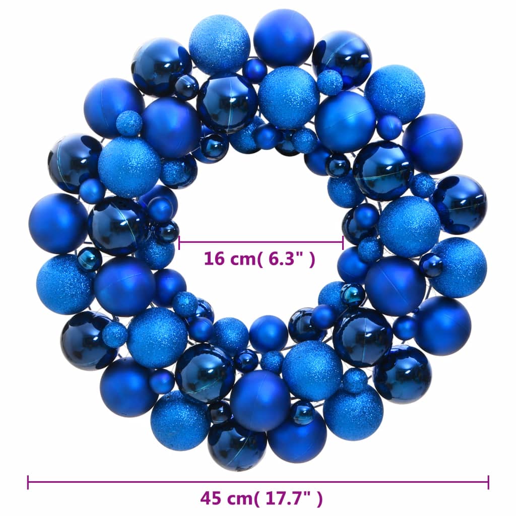 Couronne de Noël bleue 45 cm en polystyrène