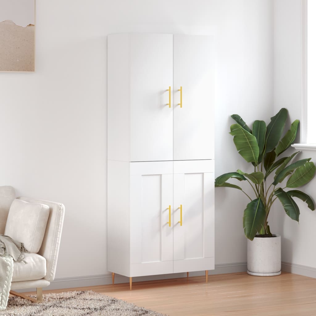 Highboard Weiß 69,5x34x180 cm Holzwerkstoff