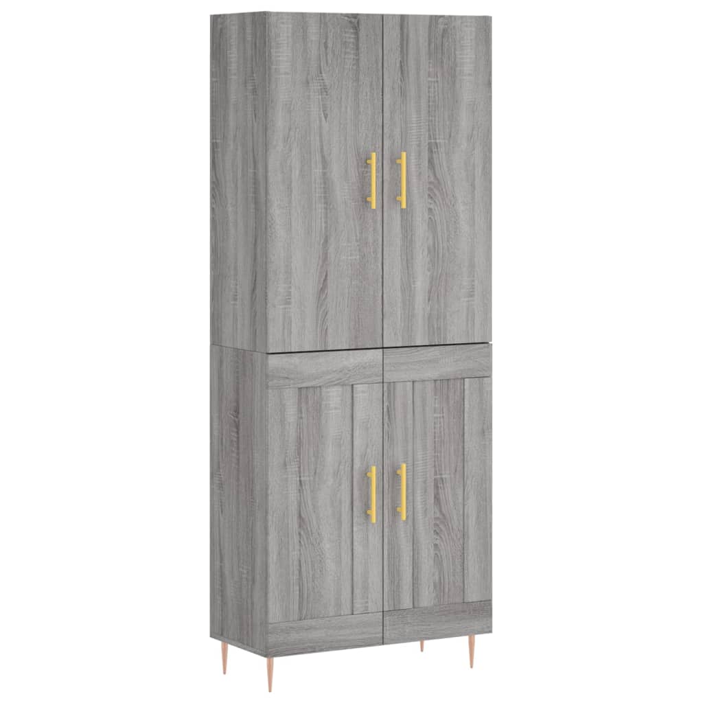 Highboard Grau Sonoma 69,5x34x180 cm Holzwerkstoff
