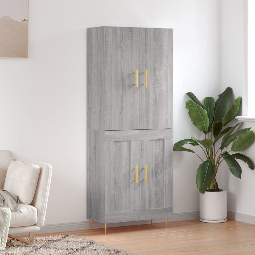 Highboard Grau Sonoma 69,5x34x180 cm Holzwerkstoff