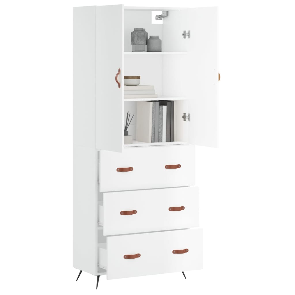 Highboard Weiß 69,5x34x180 cm Holzwerkstoff