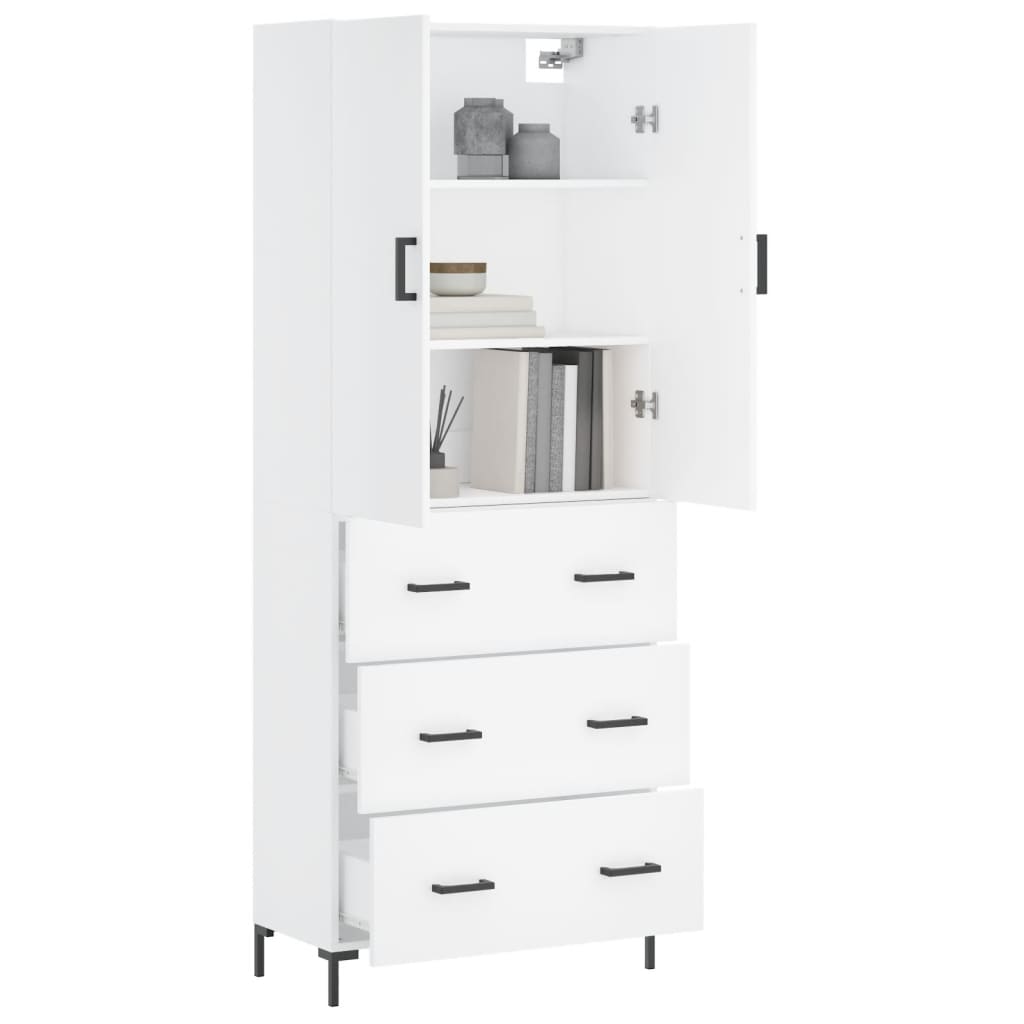 Highboard Weiß 69,5x34x180 cm Holzwerkstoff