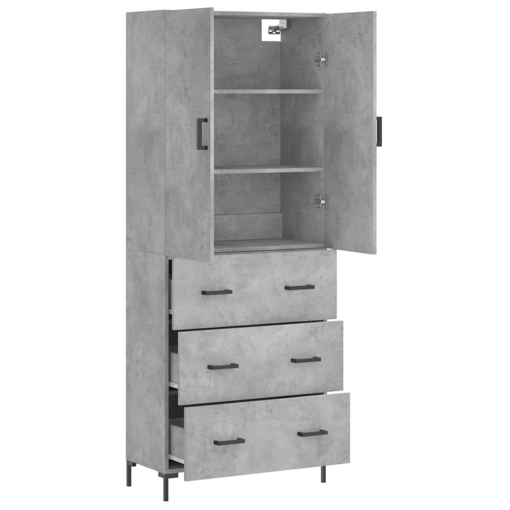 Highboard Betongrau 69,5x34x180 cm Holzwerkstoff