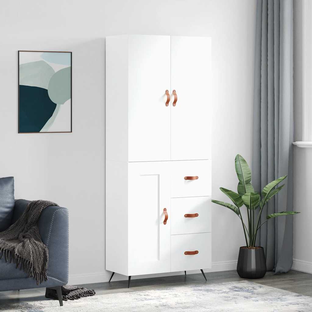 Highboard Weiß 69,5x34x180 cm Holzwerkstoff