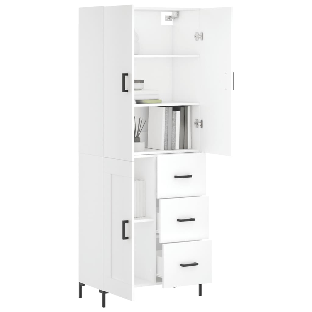 Highboard Weiß 69,5x34x180 cm Holzwerkstoff
