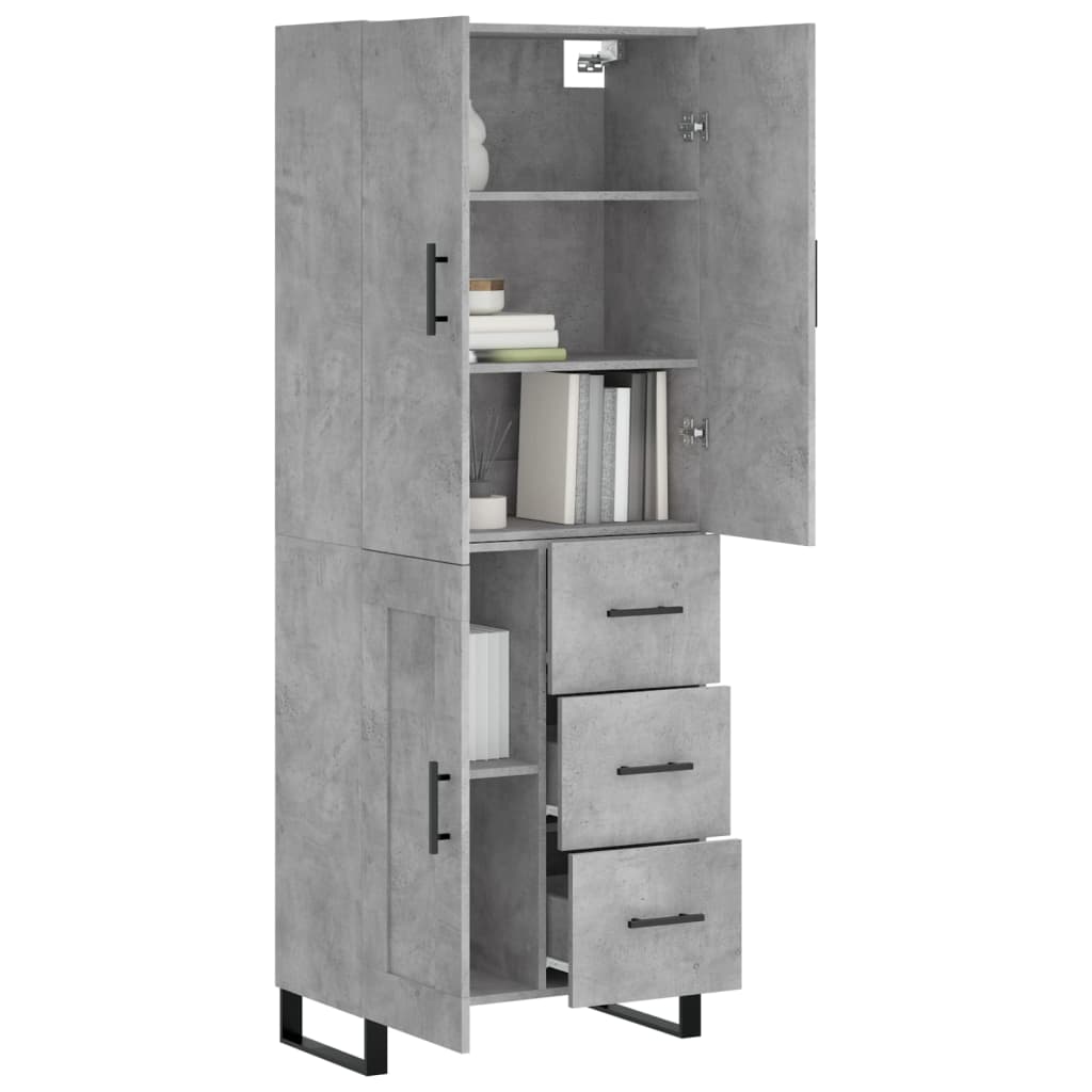 Highboard Betongrau 69,5x34x180 cm Holzwerkstoff