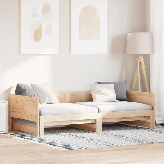 Ausziehbares Tagesbett Braun 180 x 200 cm Massivholz Kiefer