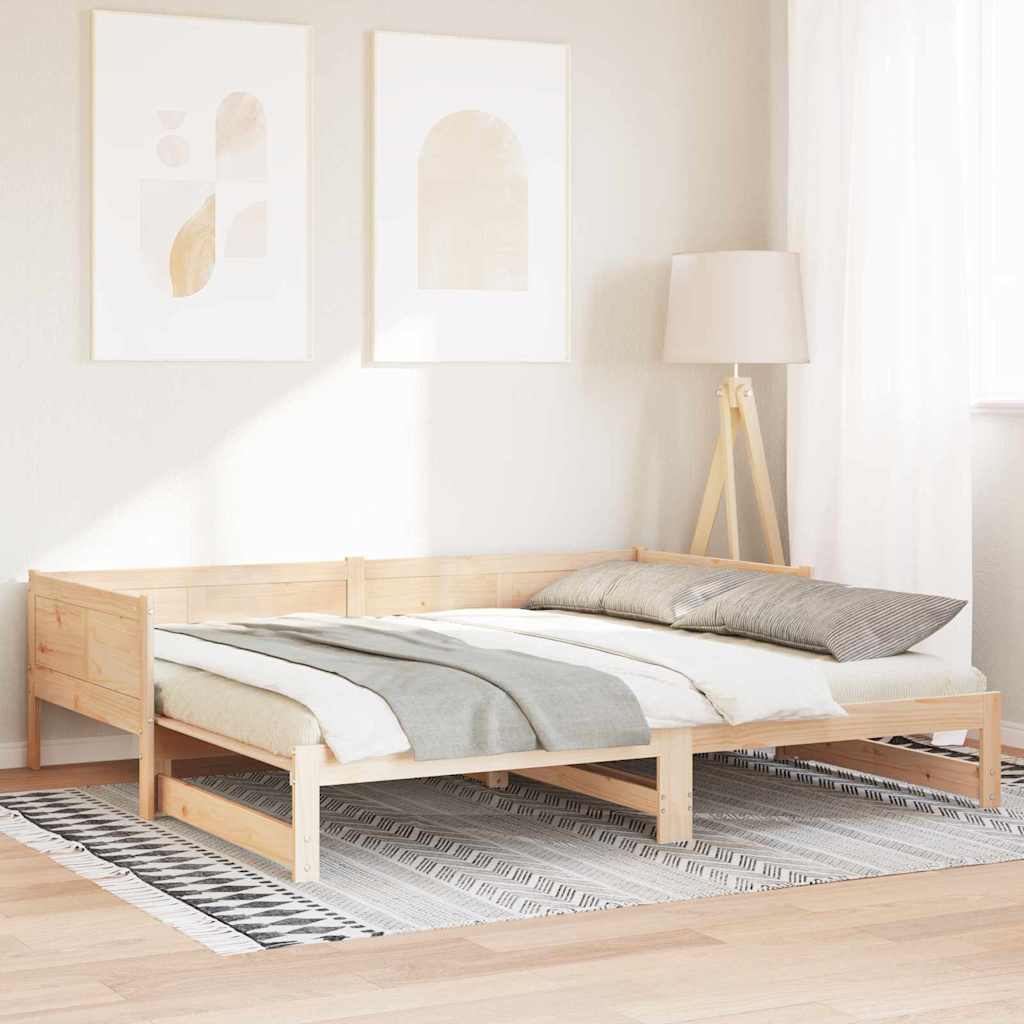 Ausziehbares Tagesbett Braun 180 x 200 cm Massivholz Kiefer
