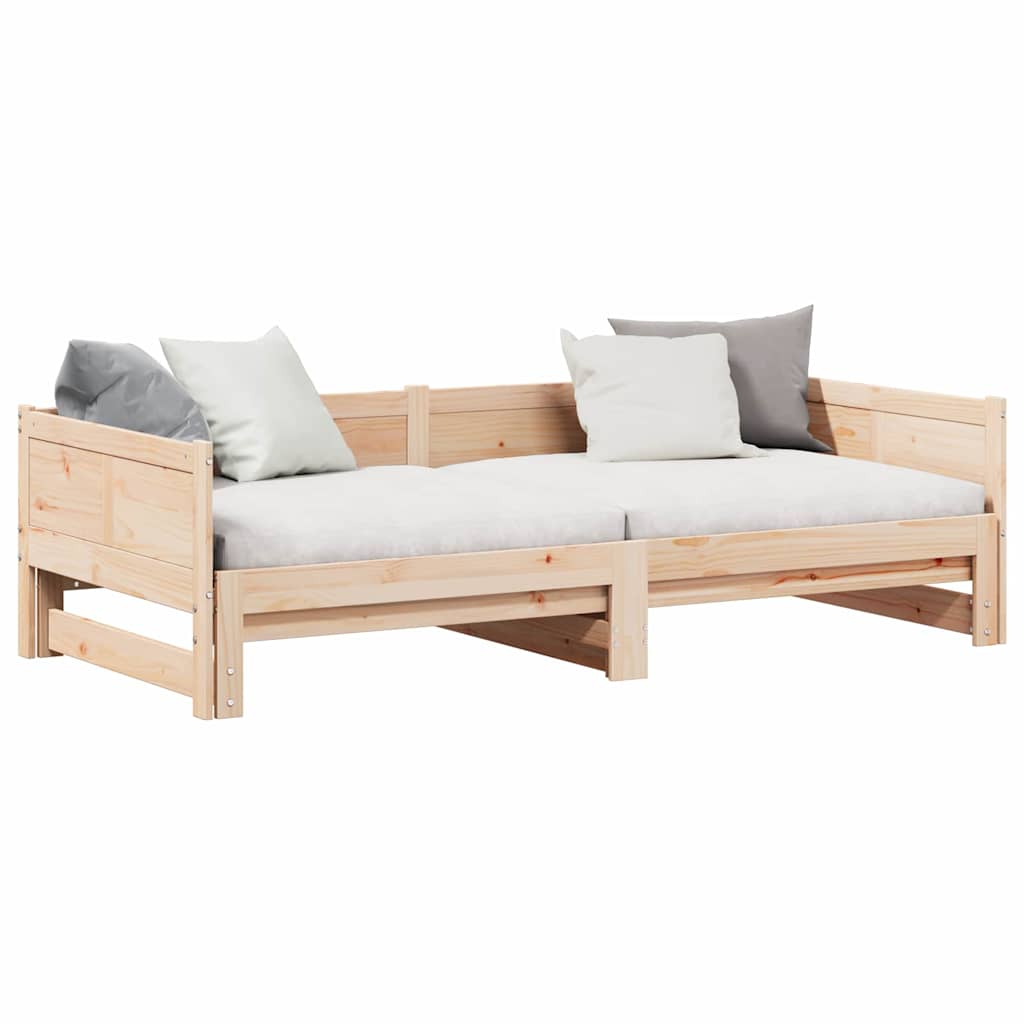 Ausziehbares Tagesbett Braun 180 x 200 cm Massivholz Kiefer