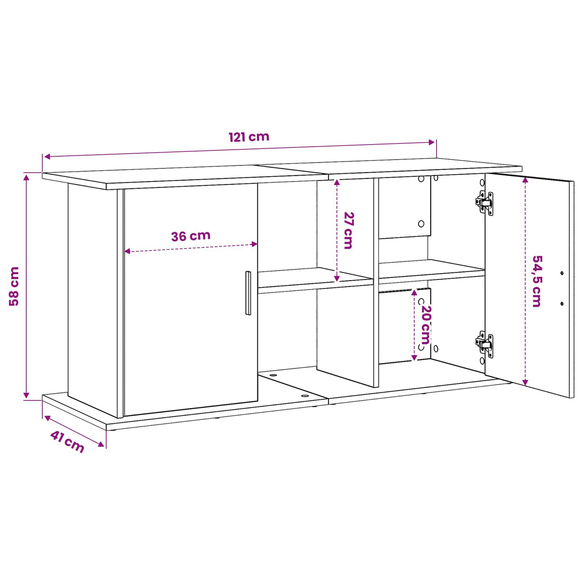Aquariumständer Sonoma-Eiche 121 x 41 x 58 cm Holzwerkstoff