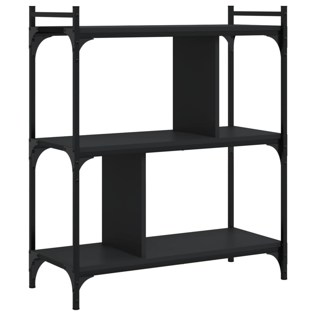 Bibliothèque 3 étagères noir 76x32x88 cm matière bois