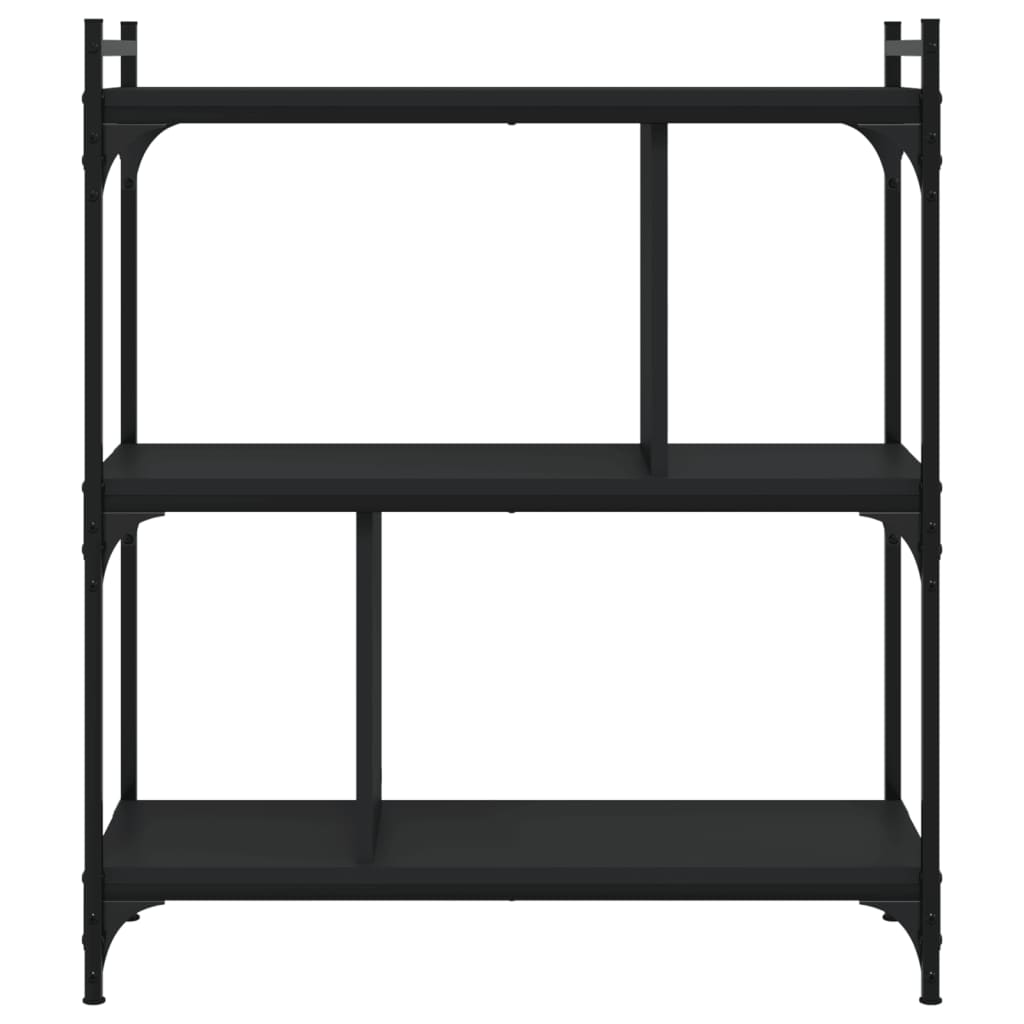 Bibliothèque 3 étagères noir 76x32x88 cm matière bois