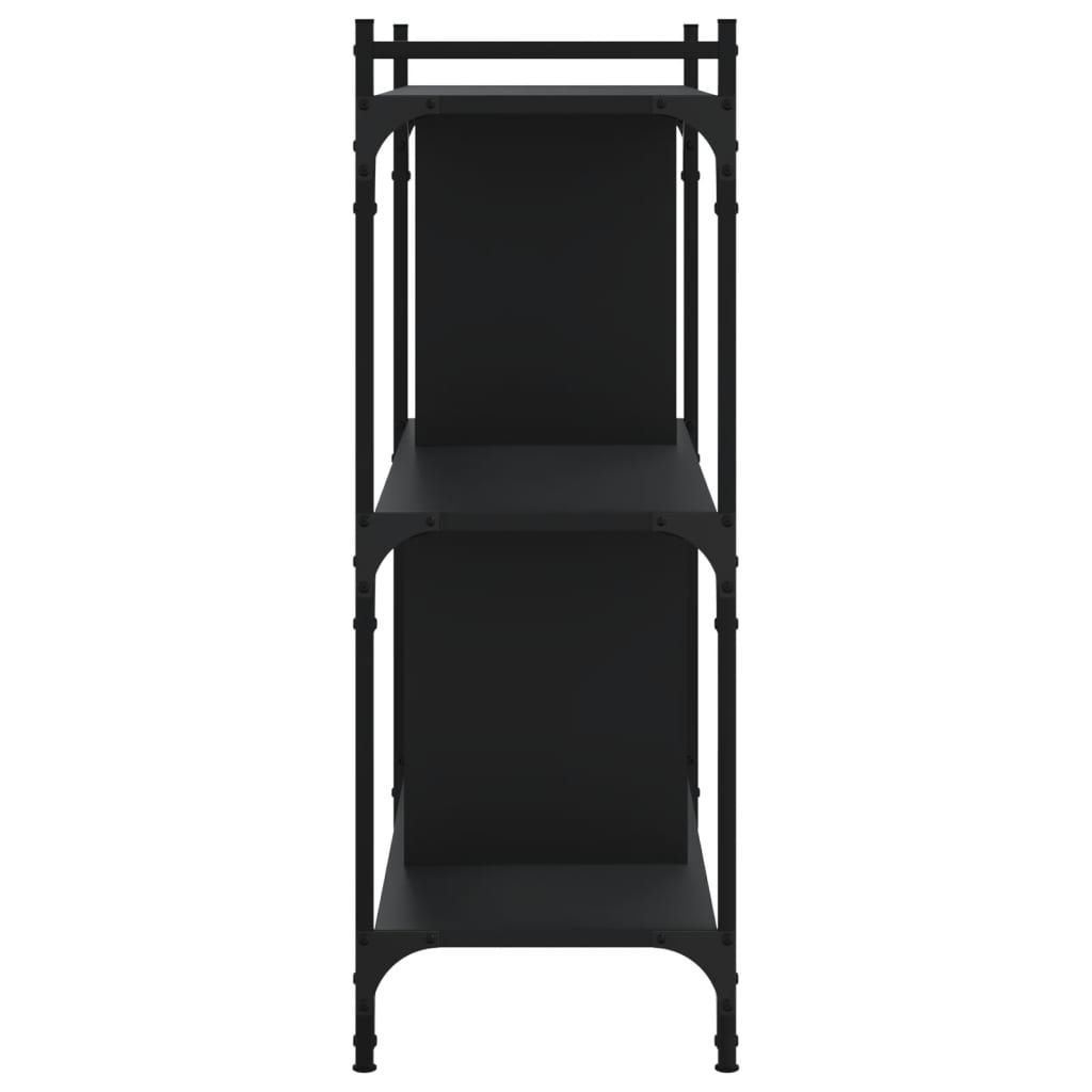 Bibliothèque 3 étagères noir 76x32x88 cm matière bois