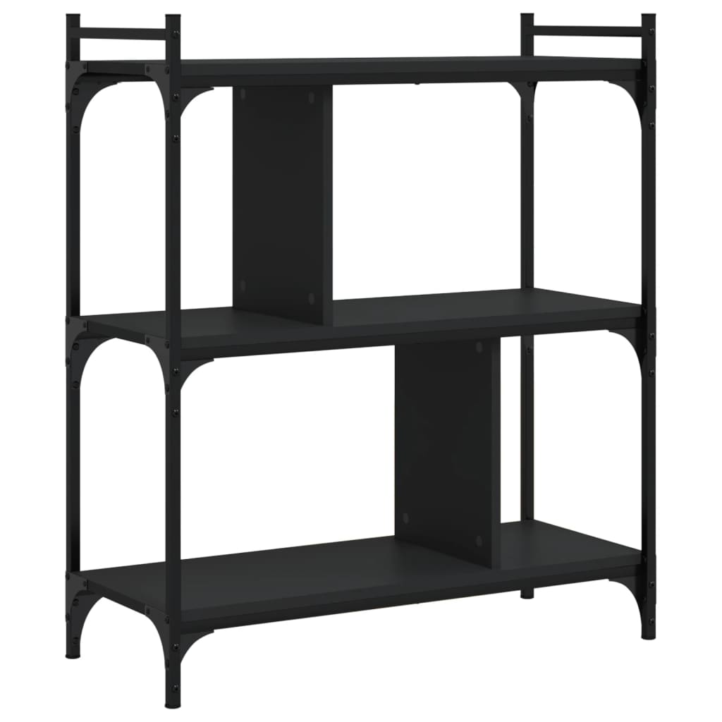 Bibliothèque 3 étagères noir 76x32x88 cm matière bois