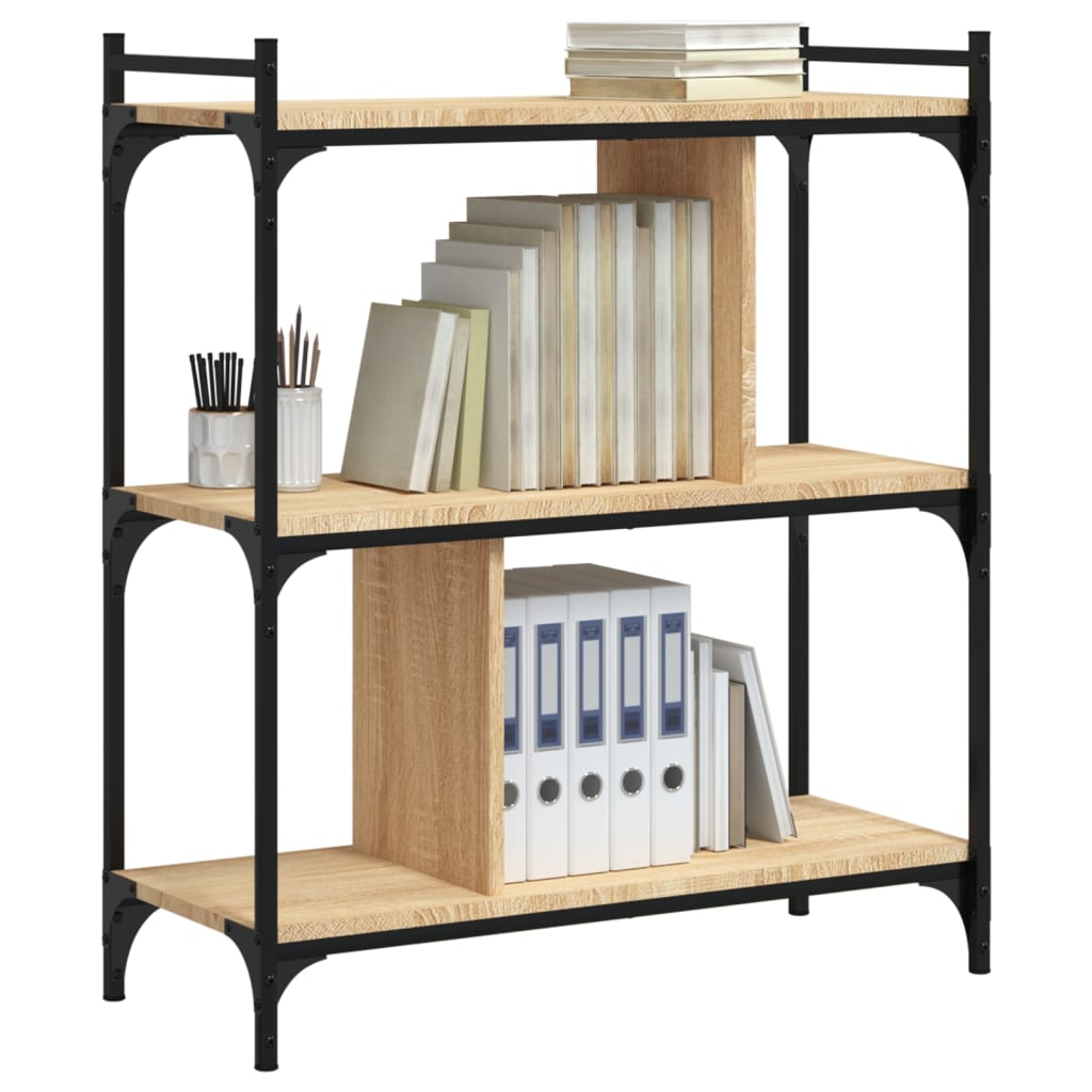 Bibliothèque 3 étagères chêne Sonoma 76x32x88 cm matière bois