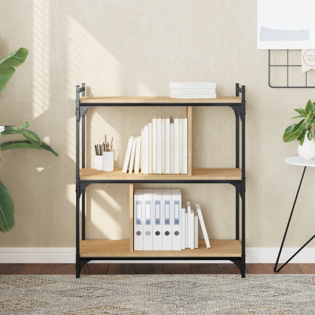 Bibliothèque 3 étagères chêne Sonoma 76x32x88 cm matière bois