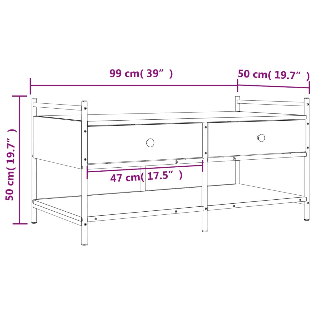 Coffee table Sonoma oak 99x50x50 cm wood material