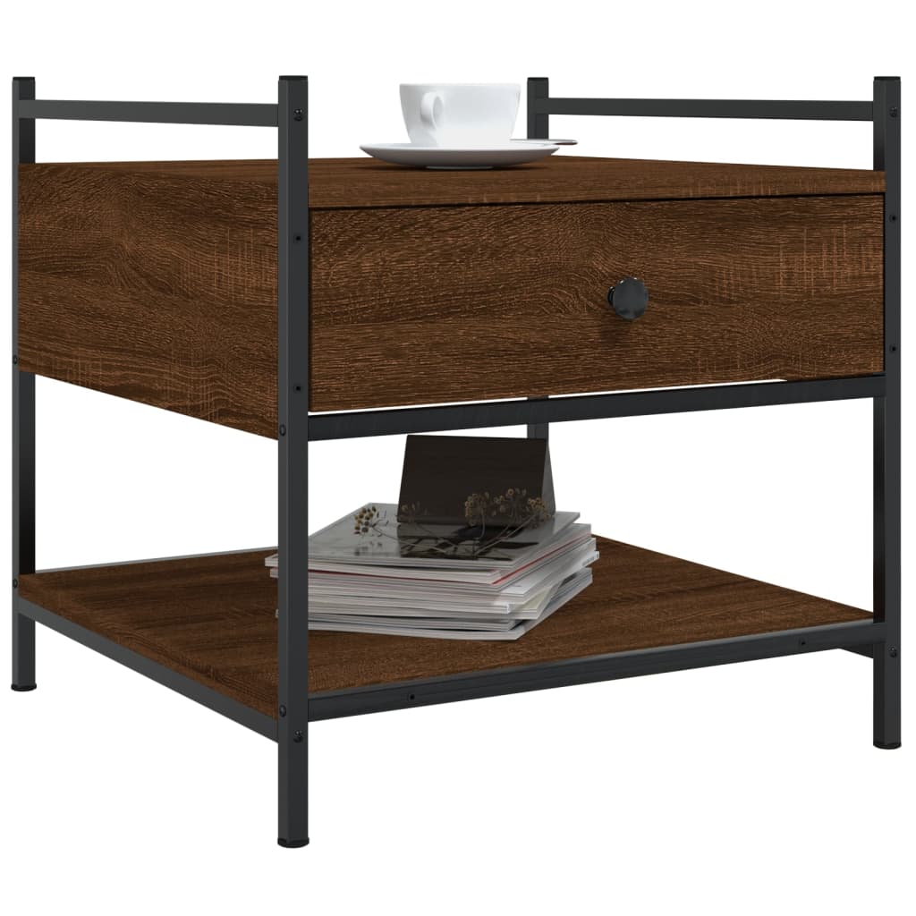 Table basse aspect chêne marron 50x50x50 cm en bois