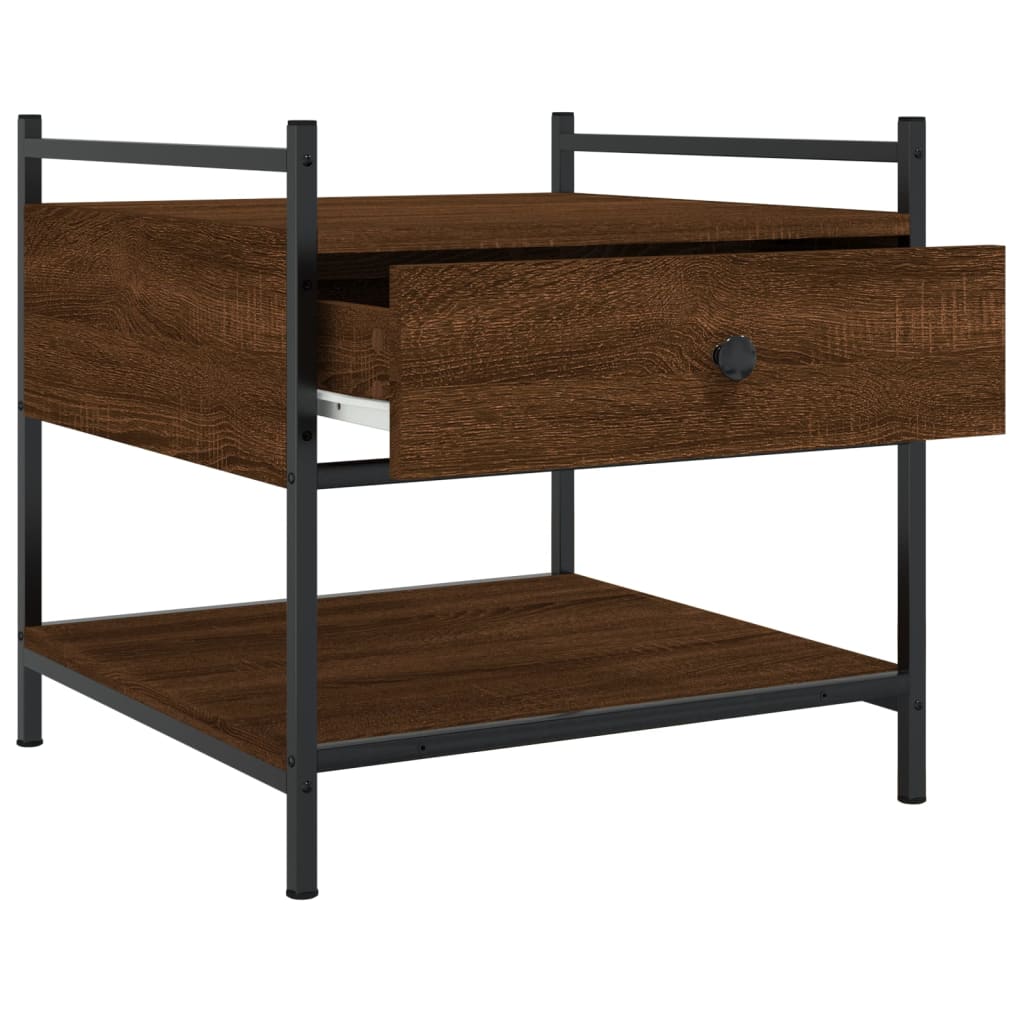 Table basse aspect chêne marron 50x50x50 cm en bois