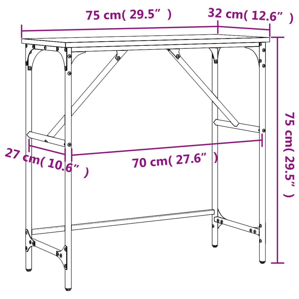 Konsolentisch Sonoma-Eiche 75x32x75 cm Holzwerkstoff