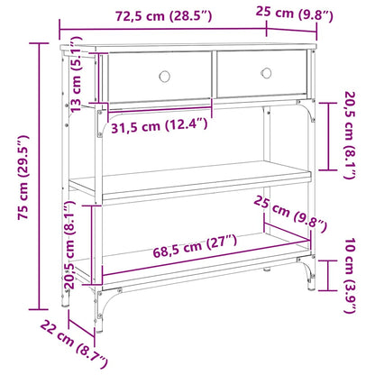 Konsolentisch Räuchereiche 72,5x25x75 cm Holzwerkstoff
