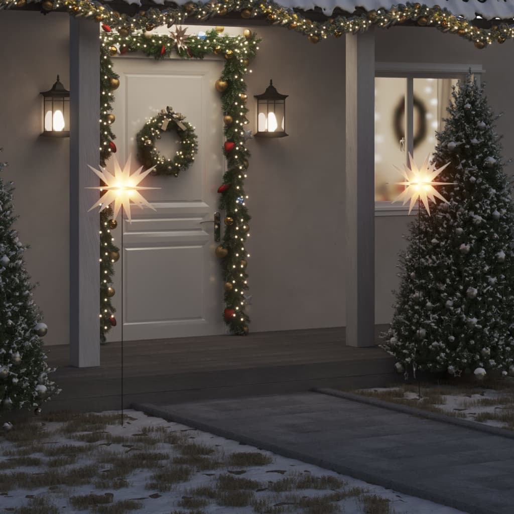 Étoile de Noël LED avec piquet pliable blanc 57 cm