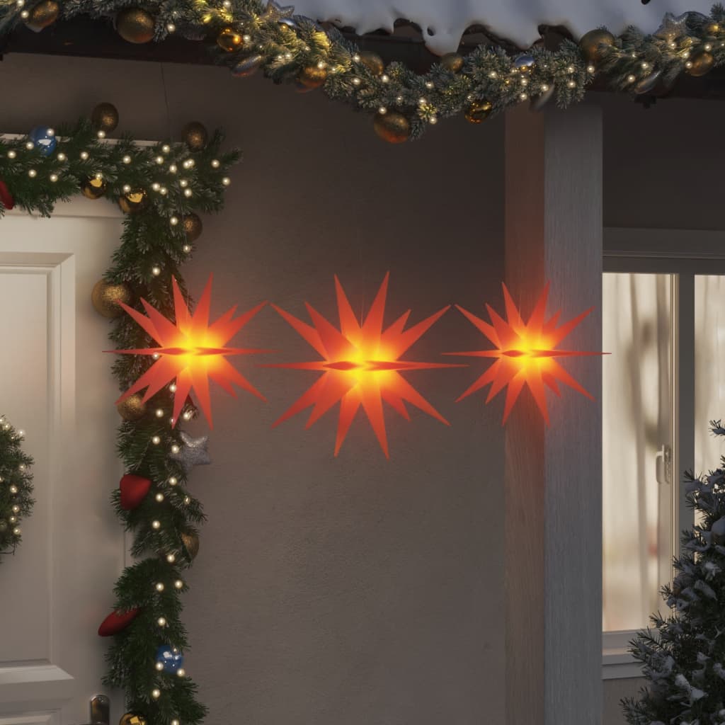 LED-Weihnachtssterne 3 Stk. Faltbar Rot