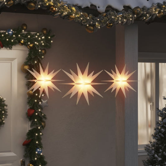 Étoiles de Noël LED 3 pièces pliables blanches.