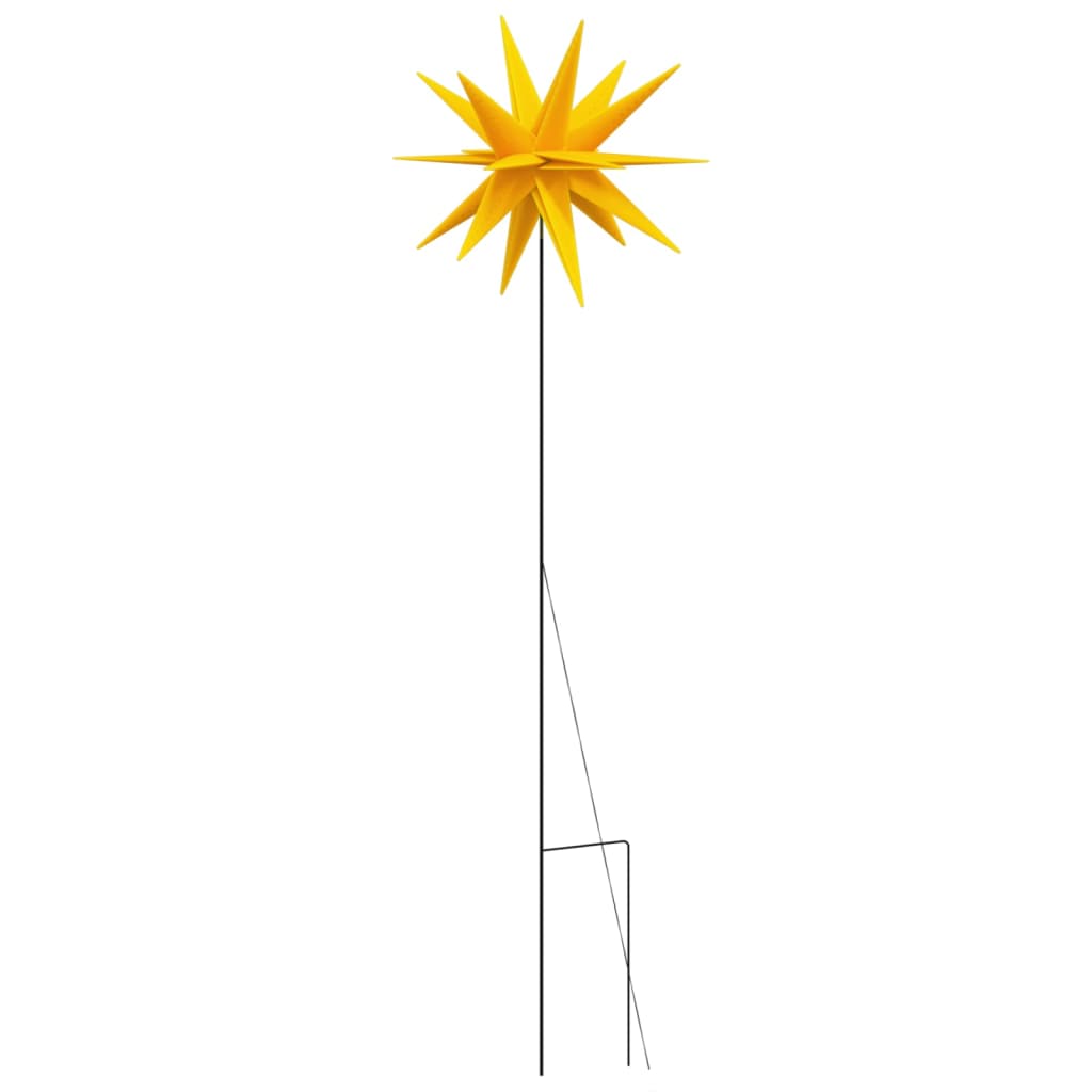 Étoiles de Noël LED 3 pièces avec piquets de sol pliables jaune 35 cm