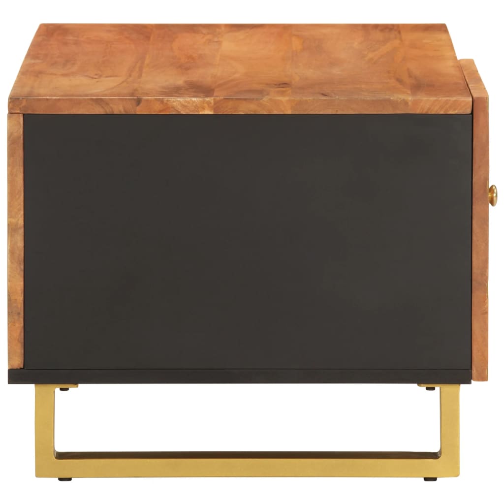 Table basse marron et noir 80x50x40 cm en manguier massif