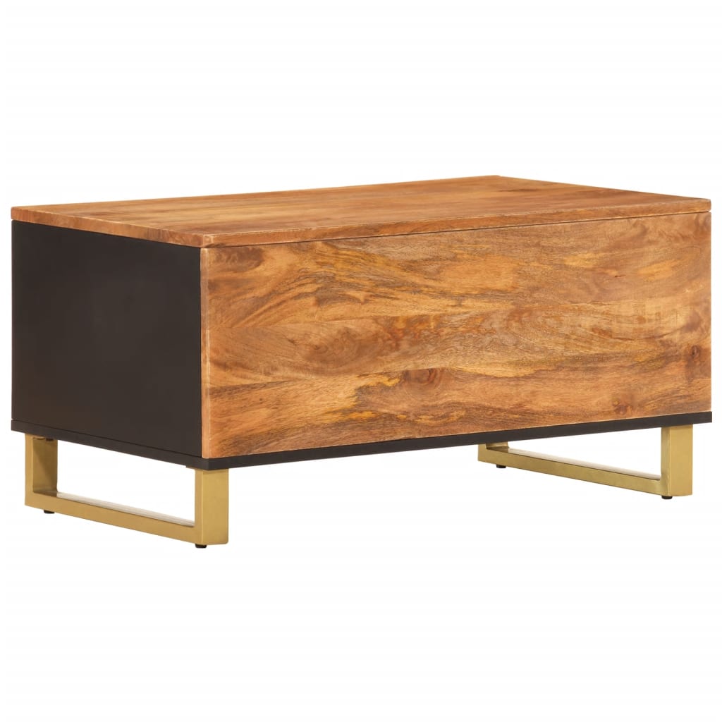 Table basse marron et noir 80x50x40 cm en manguier massif