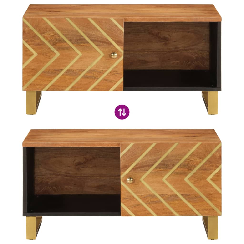 Table basse marron et noir 80x50x40 cm en manguier massif