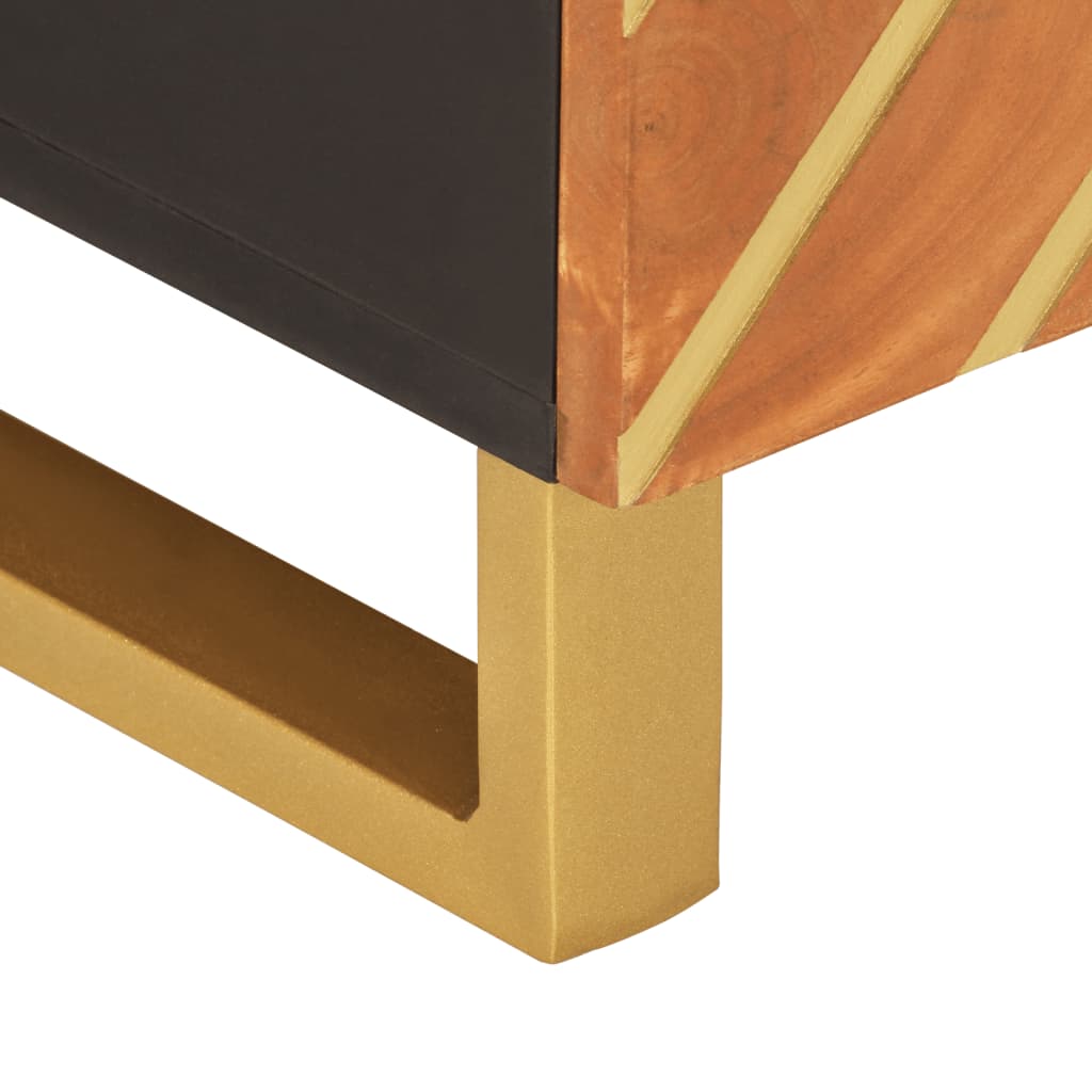 Table basse marron et noir 80x50x40 cm en manguier massif