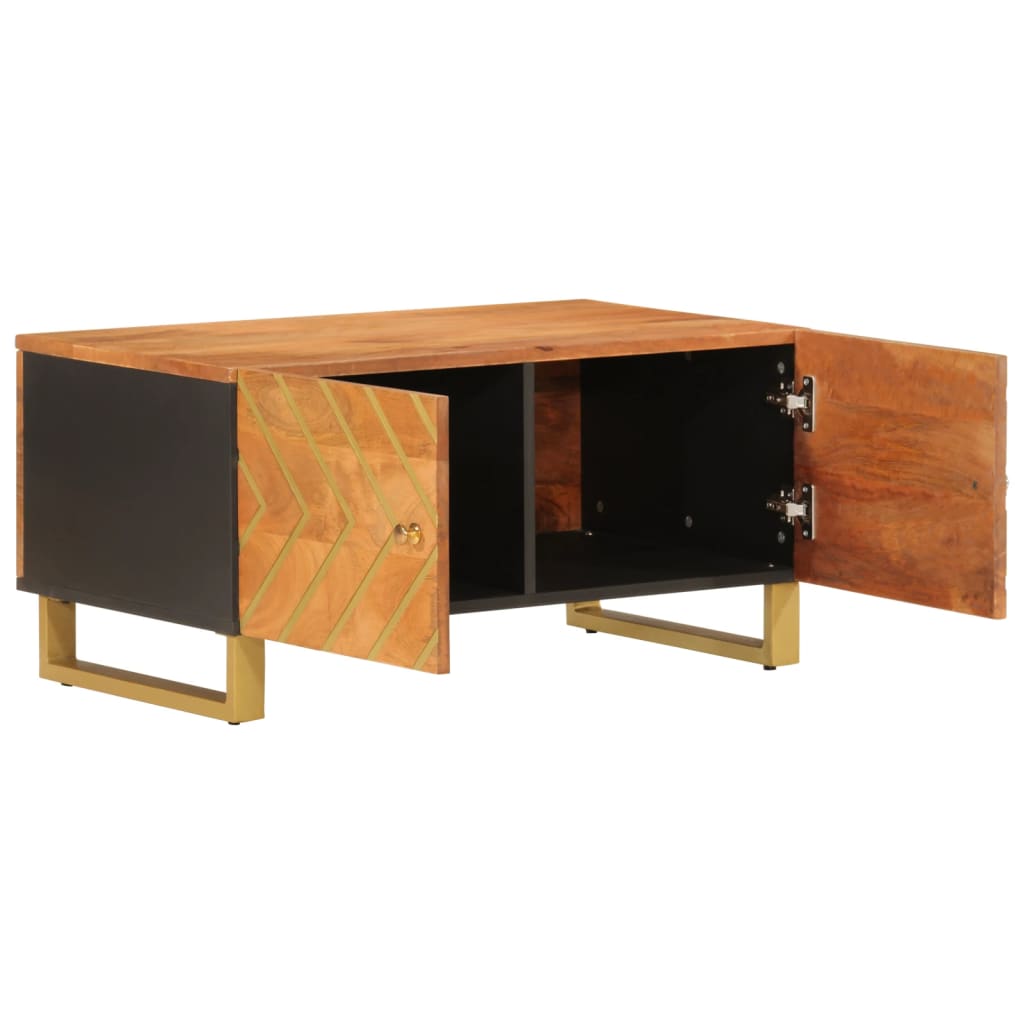 Table basse marron et noir 80x50x40 cm en manguier massif