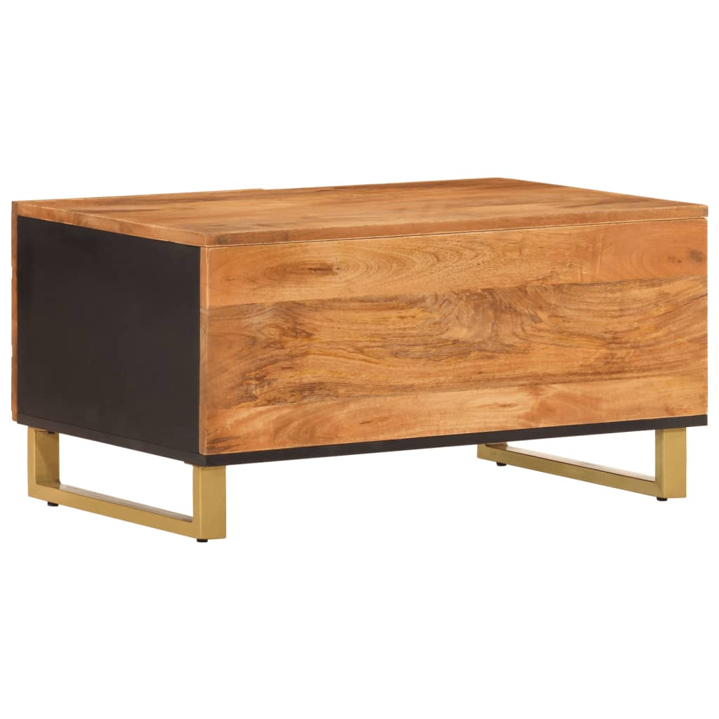 Table basse marron et noir 80x50x40 cm en manguier massif