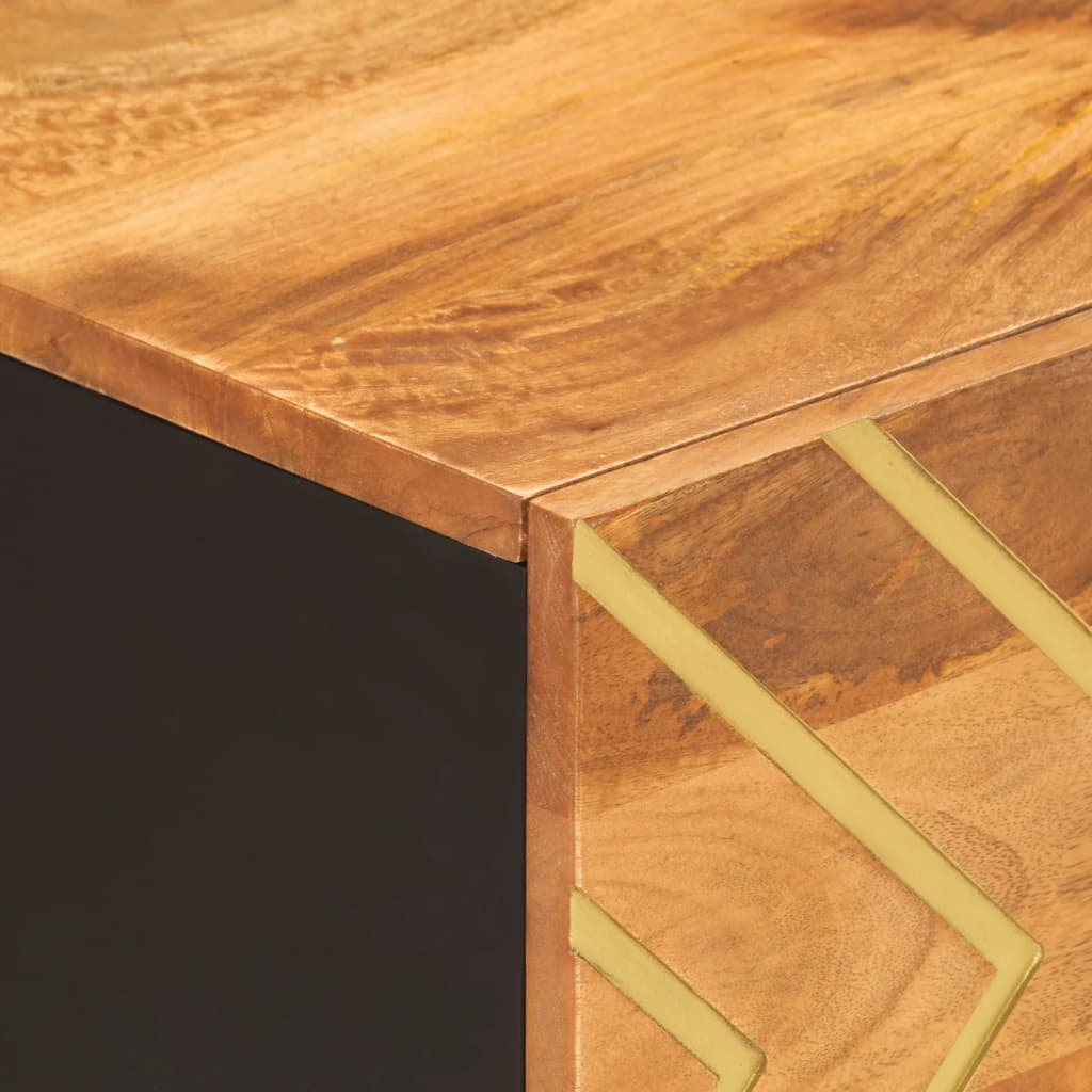 Table basse marron et noir 80x50x40 cm en manguier massif